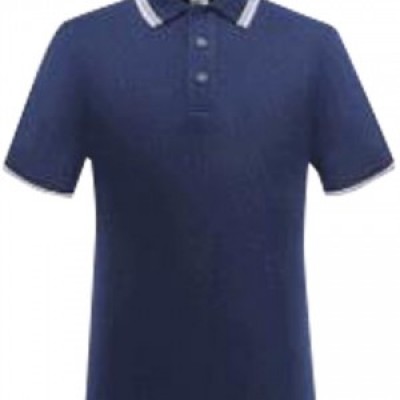 SKP023 manufacturing short-sleeved Polo shirt design striped collar short-sleeved Polo shirt short-sleeved Polo shirt supplier business group activities side view